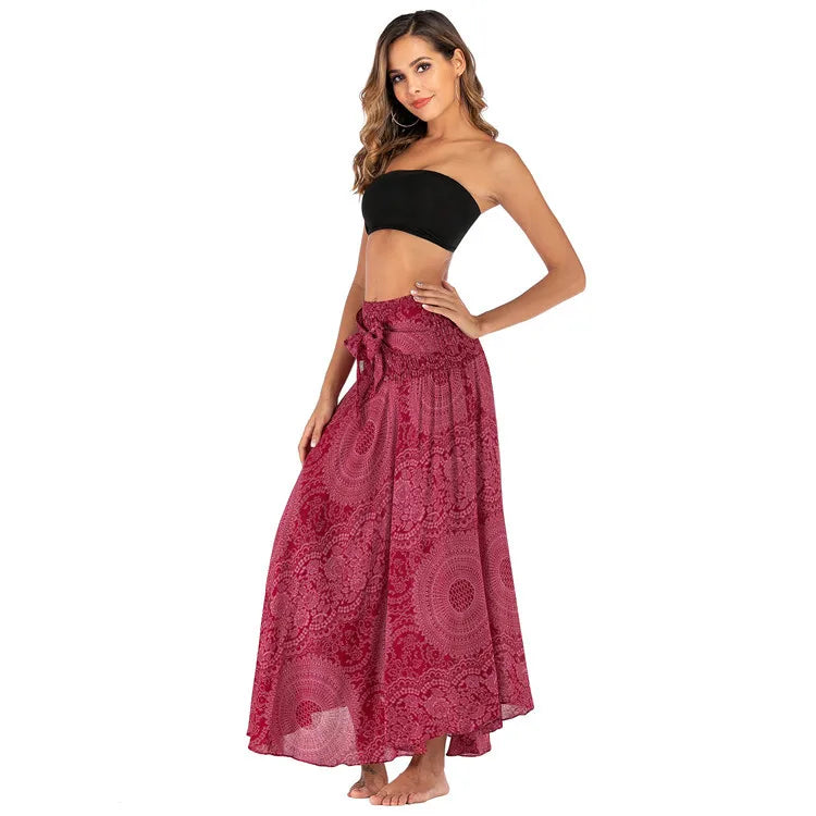 Women's Summer Long Boho Bottom Vintage Casual Loose Fashion y2k Maxi 2 in 1 Skirt Dress - The Clothing Company Sydney