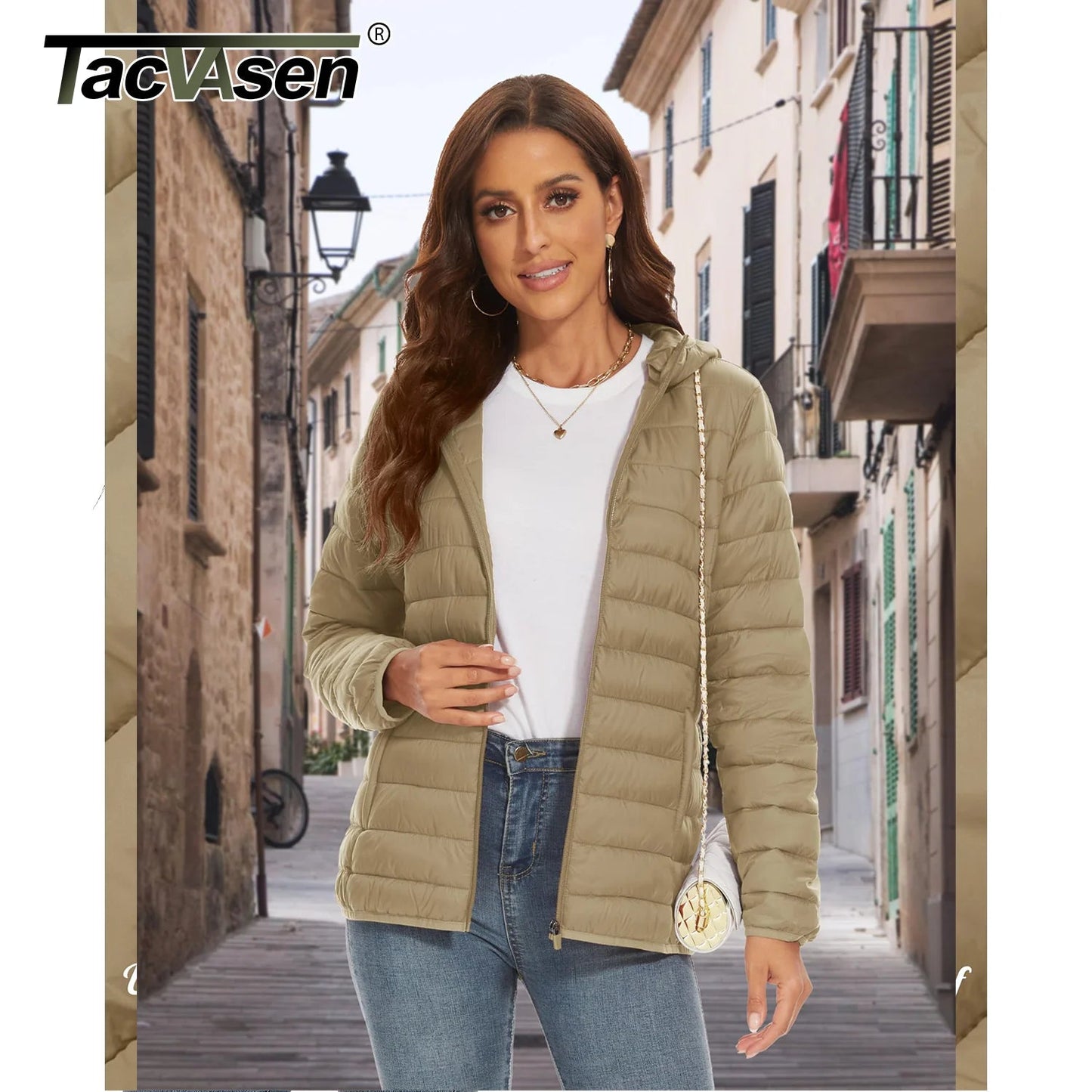 Warm Puffer Jackets Hooded Womens Full Zip Multi-pockets Quilted Jacket Winter Waterproof Camping Down Coat Lightweight Parka The Clothing Company Sydney