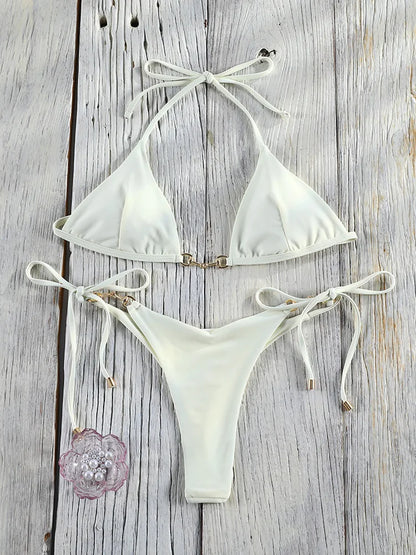 2 Piece Push Up Bikinis Two Piece Suit Bathsuit Bikini Sets Hollow Out Swimsuit String Bathwear Low Waist Swimwear - The Clothing Company Sydney