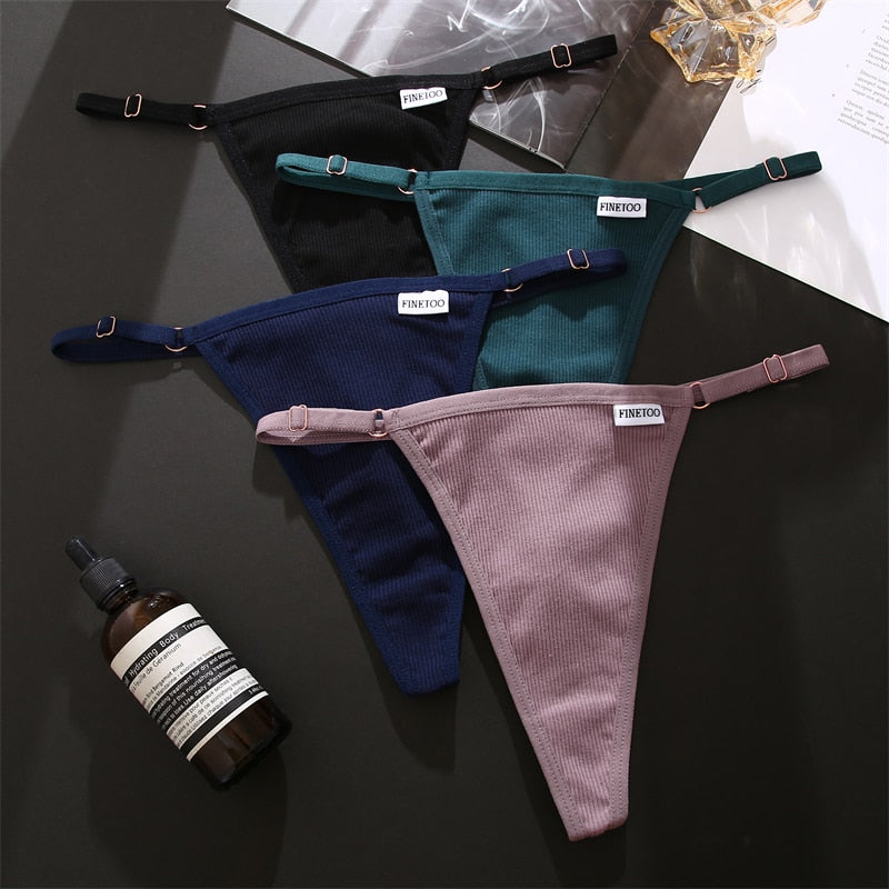 3 Piece Women's Cotton Mix Panties Low Rise Adjustable Waist G-String Thongs Seamless Bikini Underwear Lingerie The Clothing Company Sydney