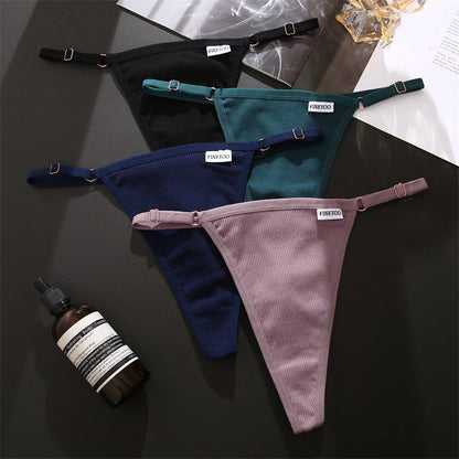3 Piece Women's Cotton Mix Panties Low Rise Adjustable Waist G-String Thongs Seamless Bikini Underwear Lingerie The Clothing Company Sydney