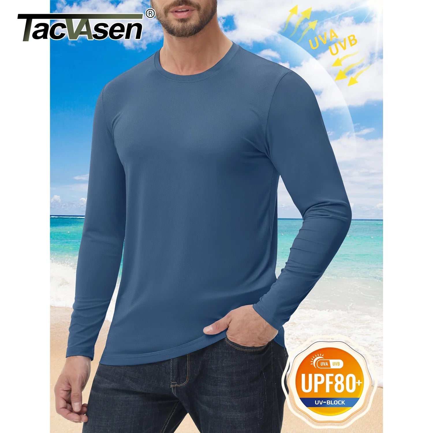 UPF 80+ Sun Protection T-shirts Men's Quick Dry Long Sleeve Athlectic T Shirts Performance Sports T-shirts Rash Guard The Clothing Company Sydney