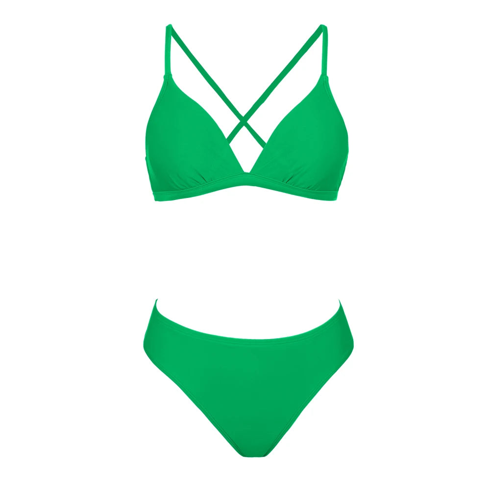 2 Piece Lace Up Back Mid Waist Bikini Set The Clothing Company Sydney