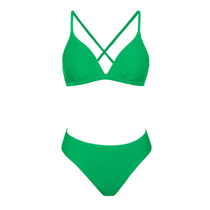 2 Piece Lace Up Back Mid Waist Bikini Set The Clothing Company Sydney