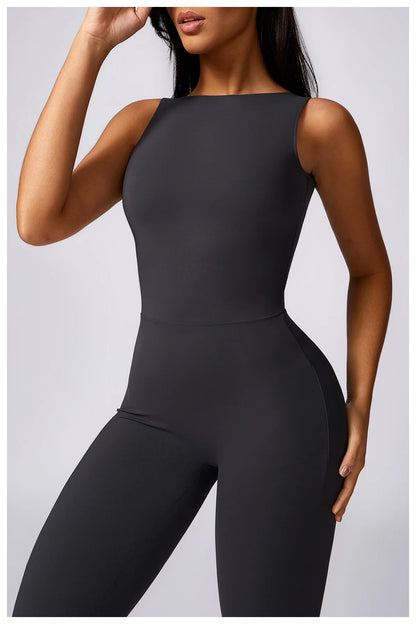 Women's V Back Jumpsuit Gym Set Sports Jumpsuit Training Yoga Suit Fitness Rompers Stretch Workout Bodysuits Sportswear - The Clothing Company Sydney