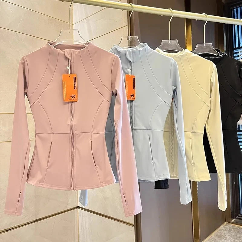 Women Sports Jacket Zip Fitness Yoga Shirt Workout Running Coats Warm Gym Long Sleeve Top Cardigan Slim Tight Jacket Activewear The Clothing Company Sydney