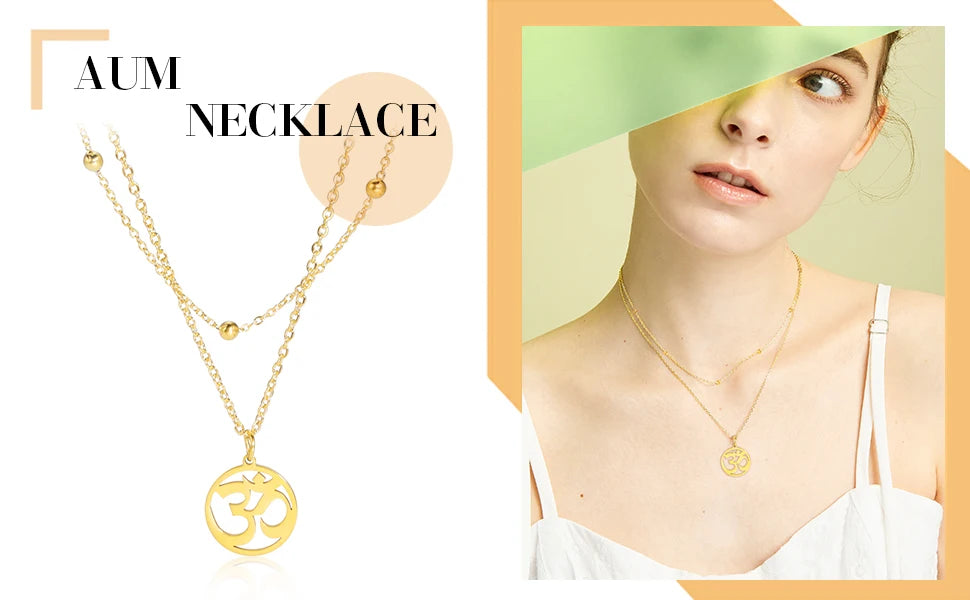 Hindu Yoga Om Aum Necklace For Men Women Amulet Stainless Steel Jewellery Shiva Accessories - The Clothing Company Sydney