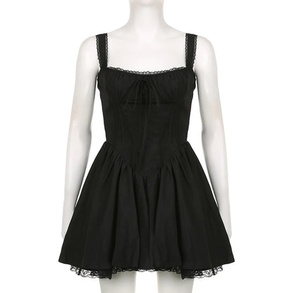 Lace Panel A-line Dress White Coquette Party Holiday Sleeveless Mini Corset Elegant Dress The Clothing Company Sydney