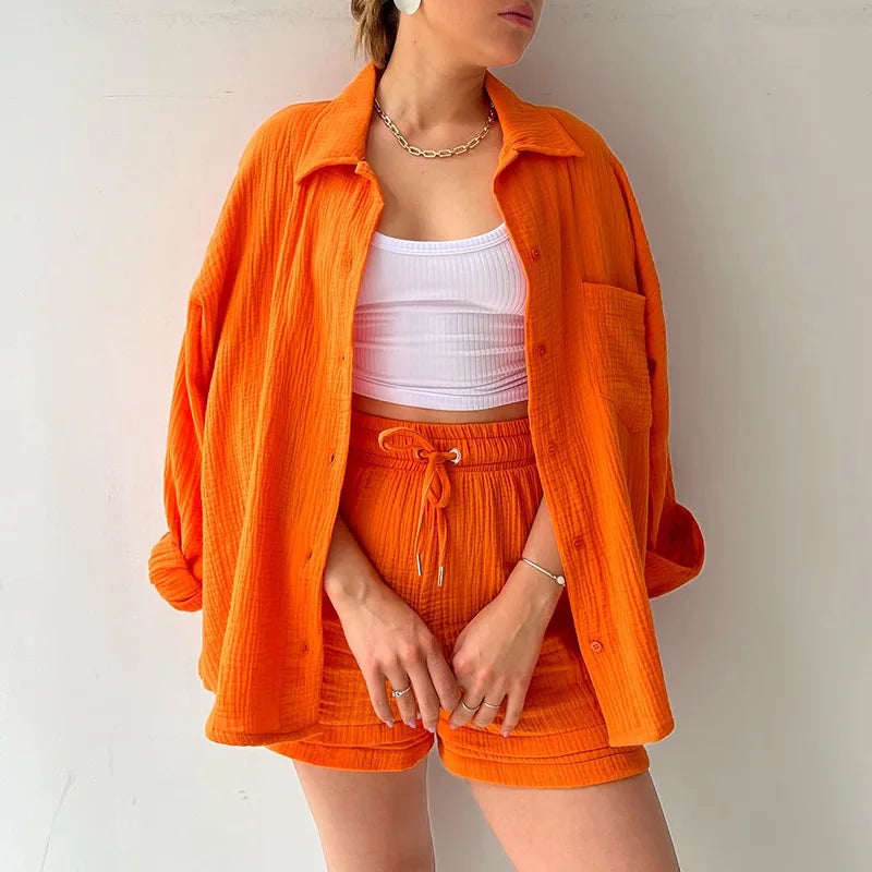 Summer Women's Suit Short Sets Outfits Suit Two Piece Button Up Matching Outfit Set - The Clothing Company Sydney