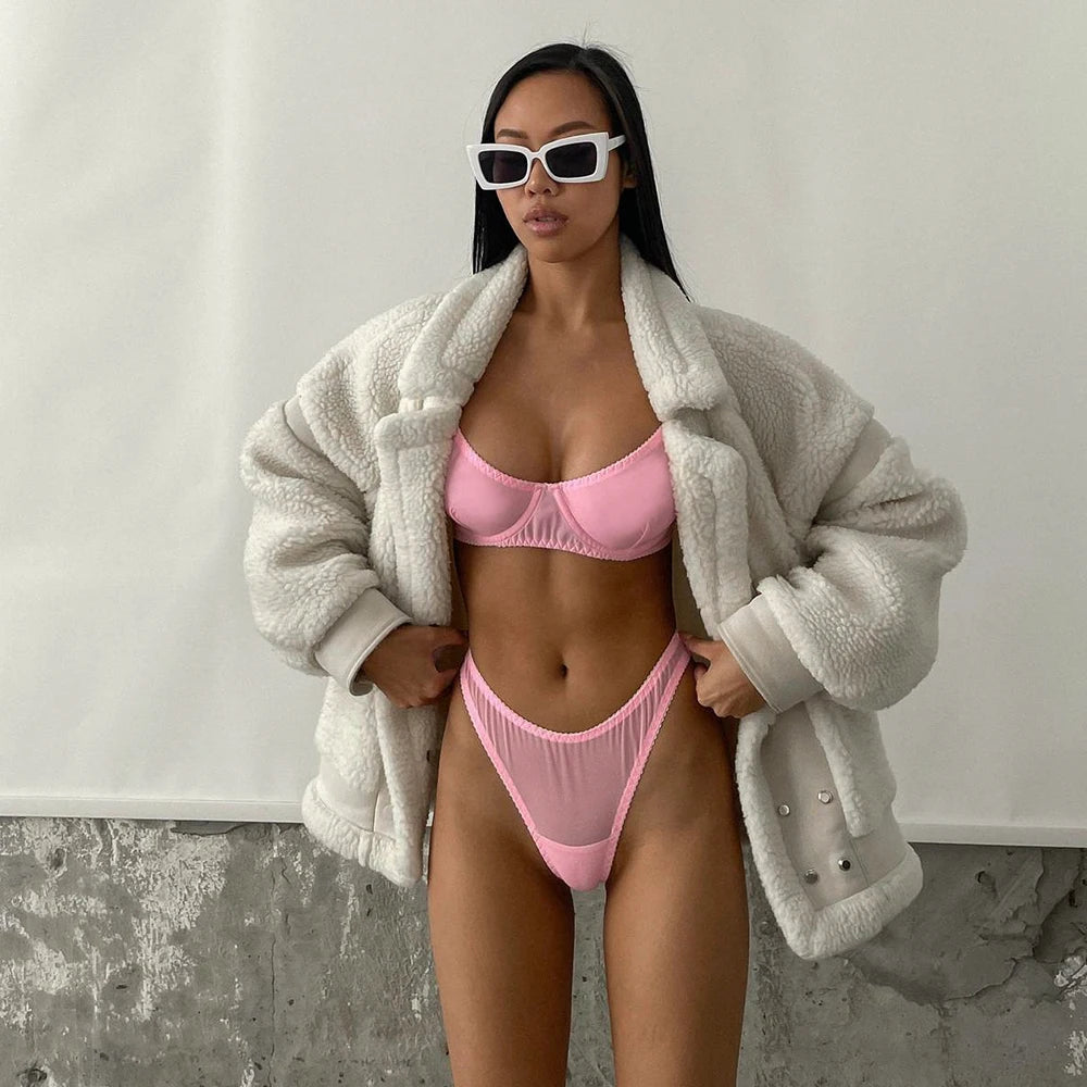 2 Piece Lingerie Seamless Underwear Set Women 2 Piece Bra Push Up Lace Intimate Outfits Sets - The Clothing Company Sydney