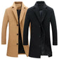 Single Breasted Lapel Long Coat Jacket Fashion Autumn Winter Casual Overcoat Plus Size Trench Men's Woolen Coats Solid Color - The Clothing Company Sydney