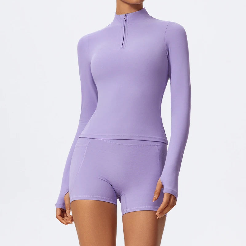 2 Piece Sports Suit Women Half Zipper Long Sleeves Slim Yoga Set Flared Activewear Gym Workout Sportswear The Clothing Company Sydney