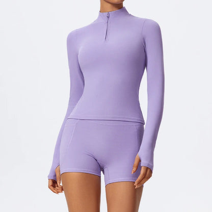 2 Piece Sports Suit Women Half Zipper Long Sleeves Slim Yoga Set Flared Activewear Gym Workout Sportswear The Clothing Company Sydney