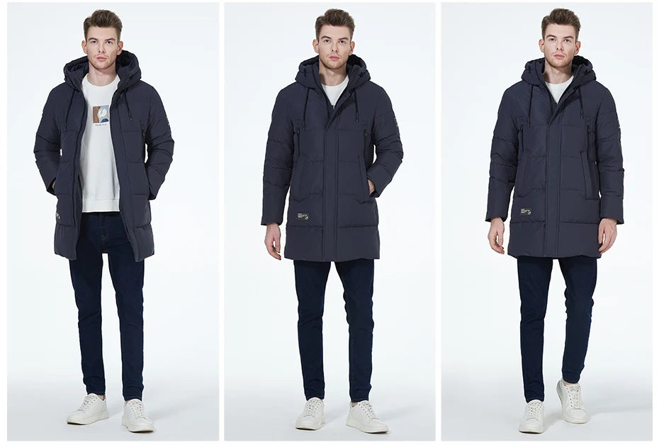 Men's winter jackets for men casual cotton coat mid-length Puffer Parkas - The Clothing Company Sydney