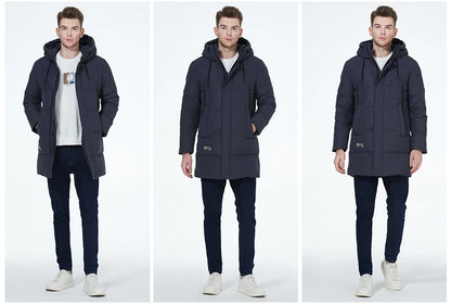 Men's winter jackets for men casual cotton coat mid-length Puffer Parkas - The Clothing Company Sydney