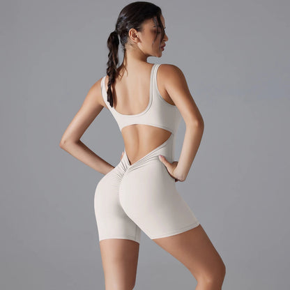 One Piece V Back Sports Jumpsuit Gym Romper Sleeveless Sportswear Bodysuit Women's Casual One-Piece Suit Yoga Clothing Set The Clothing Company Sydney