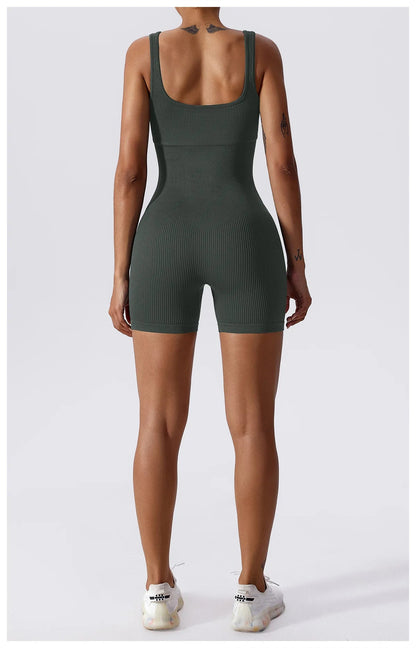 Women's Yoga Rompers One Piece Seamless Ribbed Jumpsuit Padded Sports Bra Romper Fashion Fitness Sportwear The Clothing Company Sydney
