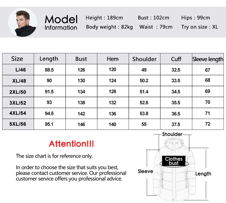 Men's parka jacket windproof warm outerwear Thicken puffer coat for winter - The Clothing Company Sydney