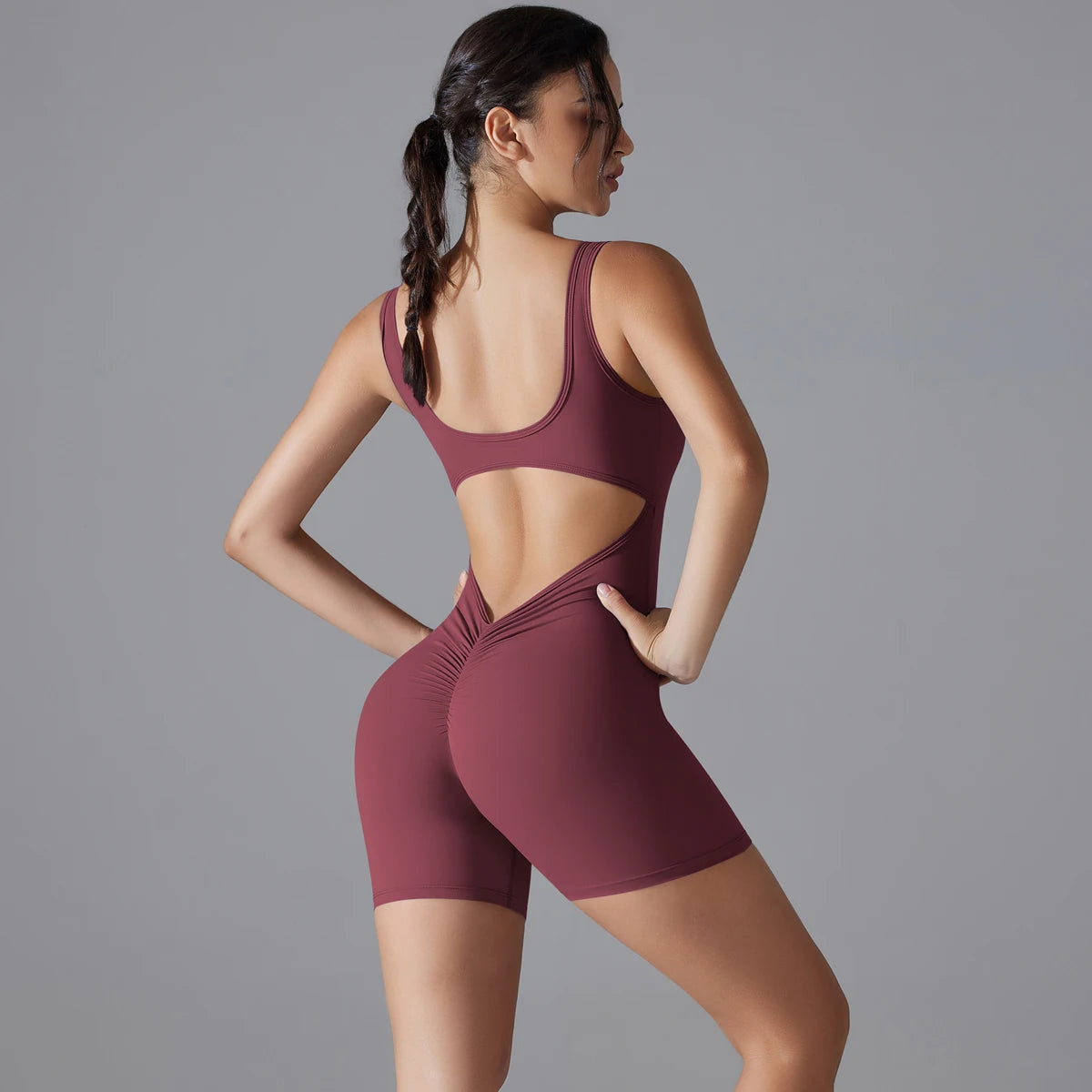 One Piece V Back Sports Jumpsuit Gym Romper Sleeveless Sportswear Bodysuit Women's Casual One-Piece Suit Yoga Clothing Set The Clothing Company Sydney