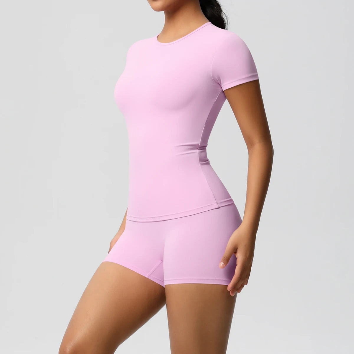 2 Piece Quick-Drying Gym Leggings Set Summer Short Sleeve Breathable Stretchy Yoga Slim Fitness Active Top Women's Cycling Bike Shorts The Clothing Company Sydney