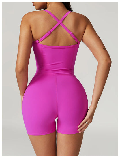 Women's Cross Strap Romper Backless Set Fitness Bodysuit Sportswear Gym Clothes Jumpsuit One-piece Playsuit Yoga Suit - The Clothing Company Sydney