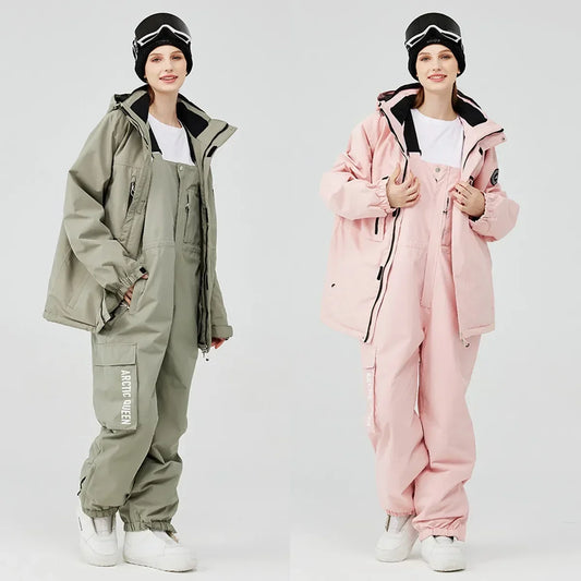 2 Piece Ski Sets for Women Ski Jackets and Pants Men Snowsuit Snowboard Coat Outfits Warm Hooded Waterproof Windproof Matching Set - The Clothing Company Sydney