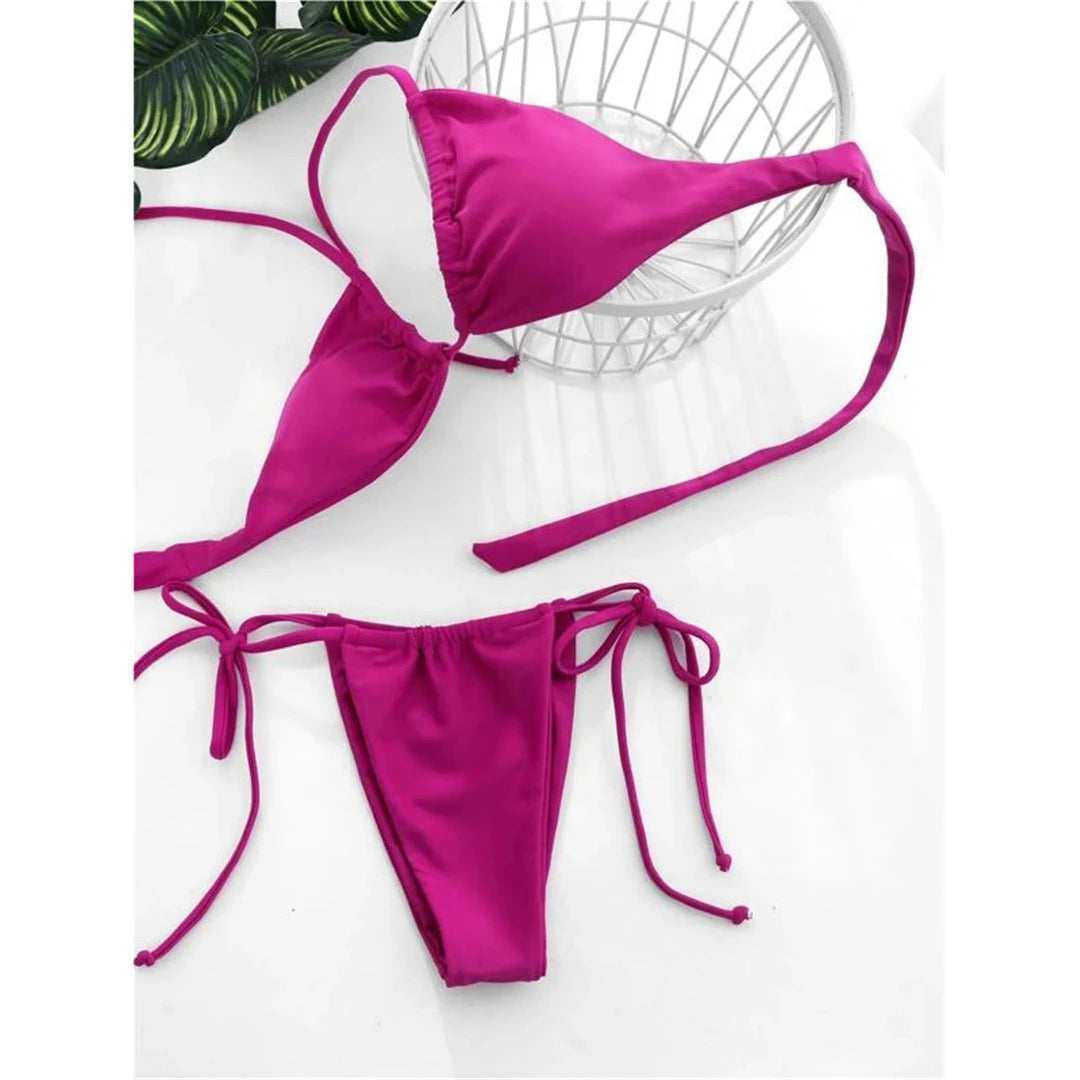 2 Piece Halter Mini Micro Thong Bikini Female Swimsuit Women Bikini set Bather Bathing Suit Swimwear The Clothing Company Sydney