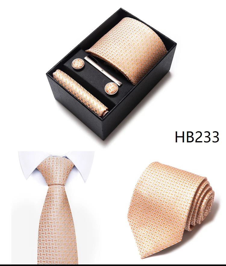 4 Piece Tie Handkerchief Cufflink Set For Men Necktie Holiday Gift Box Blue Gold Suit Accessories Slim Wedding Set The Clothing Company Sydney