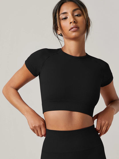 Women's Yoga Top Seamless Sport T Shirts Fitness Short Sleeve Shirt Gym Top Running Active Wear Sport Top The Clothing Company Sydney