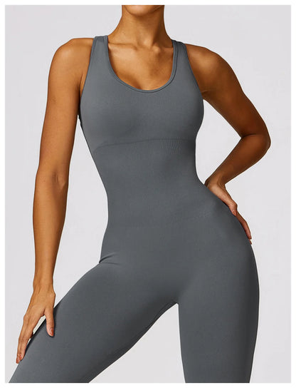 Seamless Gym Sport Jumpsuit Women Sportswear Hollow Backless Scrunch Fitness Overalls Push Up One Pieces Outfit Yoga Wear The Clothing Company Sydney