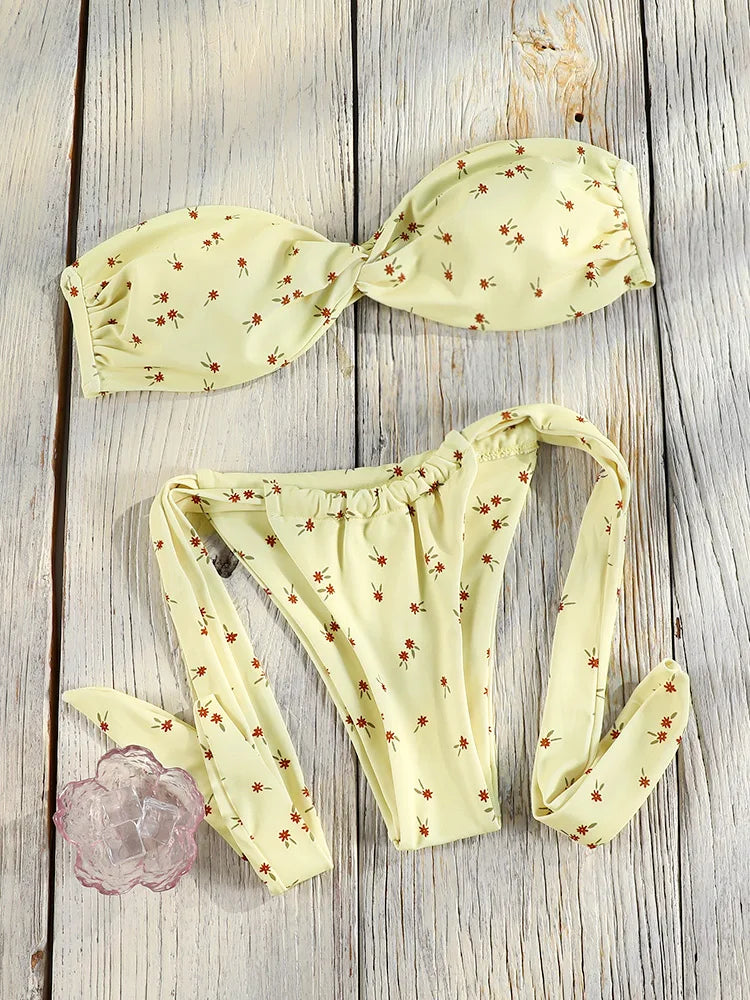 2 Piece Push Up Bikinis Two Piece Suit Bathsuit Bikini Sets Hollow Out Swimsuit String Bathwear Low Waist Swimwear - The Clothing Company Sydney