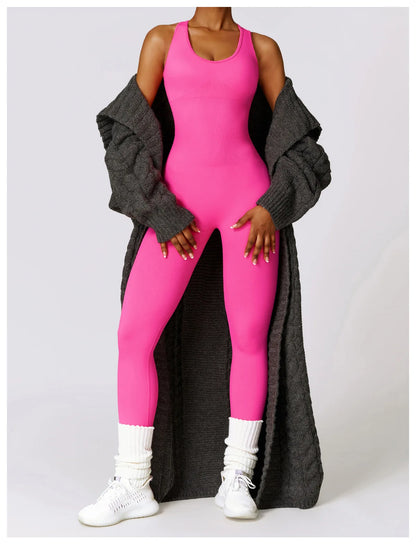 Seamless Gym Sport Jumpsuit Women Sportswear Hollow Backless Scrunch Fitness Overalls Push Up One Pieces Outfit Yoga Wear The Clothing Company Sydney