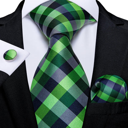 Plaid Print Men's Tie Set 8cm Width Neck Tie Handkerchief Cufflinks Business Wedding Tie Gift Set The Clothing Company Sydney