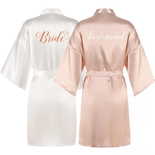 Champagne bathrobe bride bridal party sister team shower sleepwear bridesmaid wedding short robes - The Clothing Company Sydney
