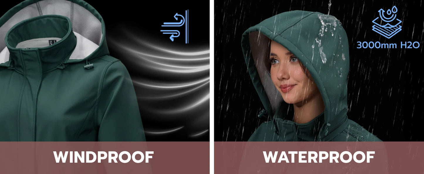 Long Fleece Lined Jackets Womens Warm Winter Softshell Jackets Windproof Hooded Rain Coat Outdoor Windbreaker Parka The Clothing Company Sydney