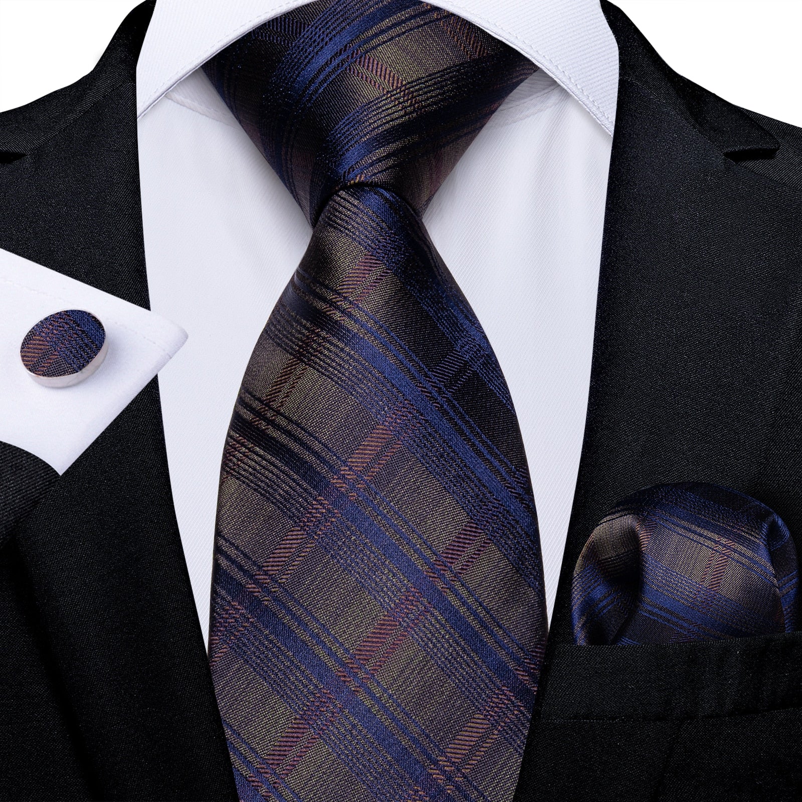 Classic Plaid Check Red Blue White Striped Silk Ties For Men Business Wedding Men's Neck Tie Handkerchief Cufflinks Gift For Men The Clothing Company Sydney