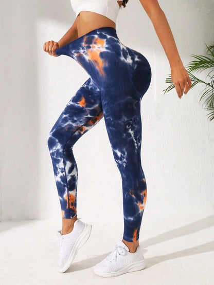 3D Print Tie Dye Sports Women Seamless High Waist Fitness Push Up Leggings Gym Clothing Workout Tights Pants - The Clothing Company Sydney