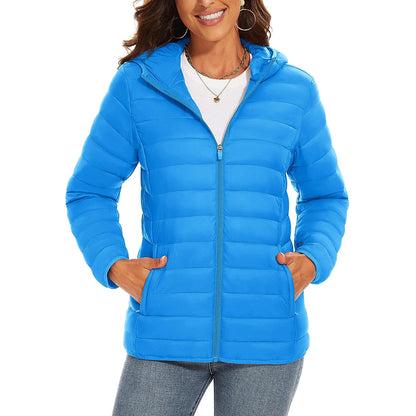 Warm Puffer Jackets Hooded Womens Full Zip Multi-pockets Quilted Jacket Winter Waterproof Camping Down Coat Lightweight Parka The Clothing Company Sydney