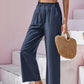 Women's Cotton Linen Loose Wide Leg Pants Summer Female High Elastic Waist Button Casual Streetwear Trousers The Clothing Company Sydney