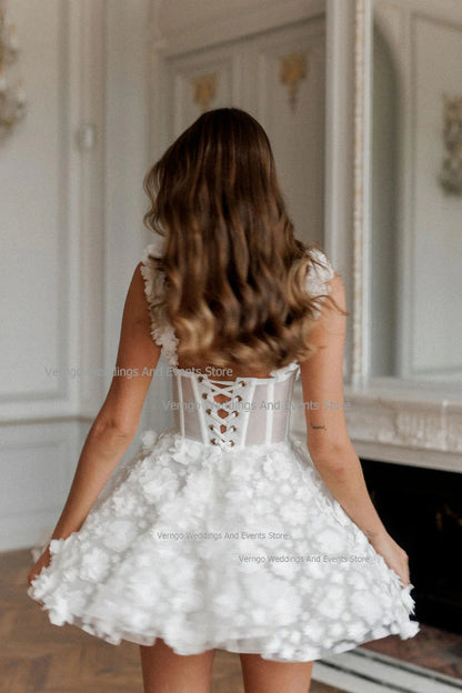 A-line Short Spaghetti Straps Sweetheart Above Knee Bridal Gowns Women Back Lace Up Wedding Dress The Clothing Company Sydney