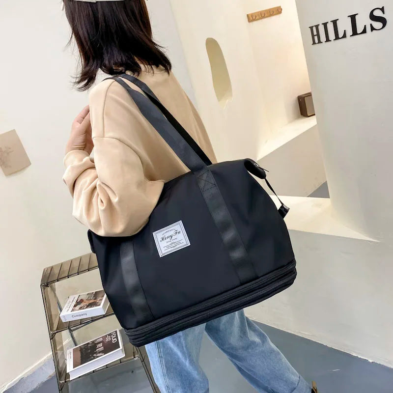 Travel Bag Women Shoulder Bag Casual Handbag Double Zipper Expansion Bag Large Bag Fashion Luggage Bag - The Clothing Company Sydney