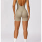 Women's Romper Yoga Hollow Backless Scrunch Seamless One Piece Outfit Fitness Overalls Playsuit Gym Sport Short Jumpsuit