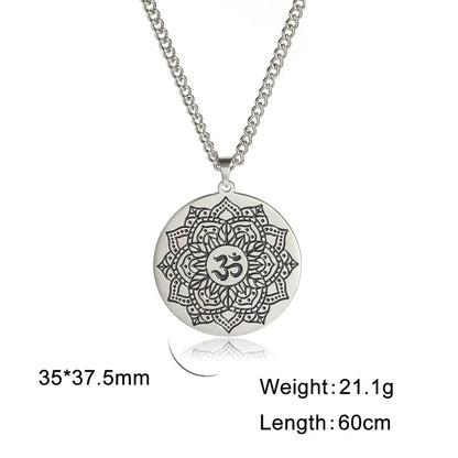 Yoga Lotus Om Aum Symbol Pendant Necklace Hindu Buddhist Stainless Steel Chain Meditation Spiritual Religious Jewellery The Clothing Company Sydney