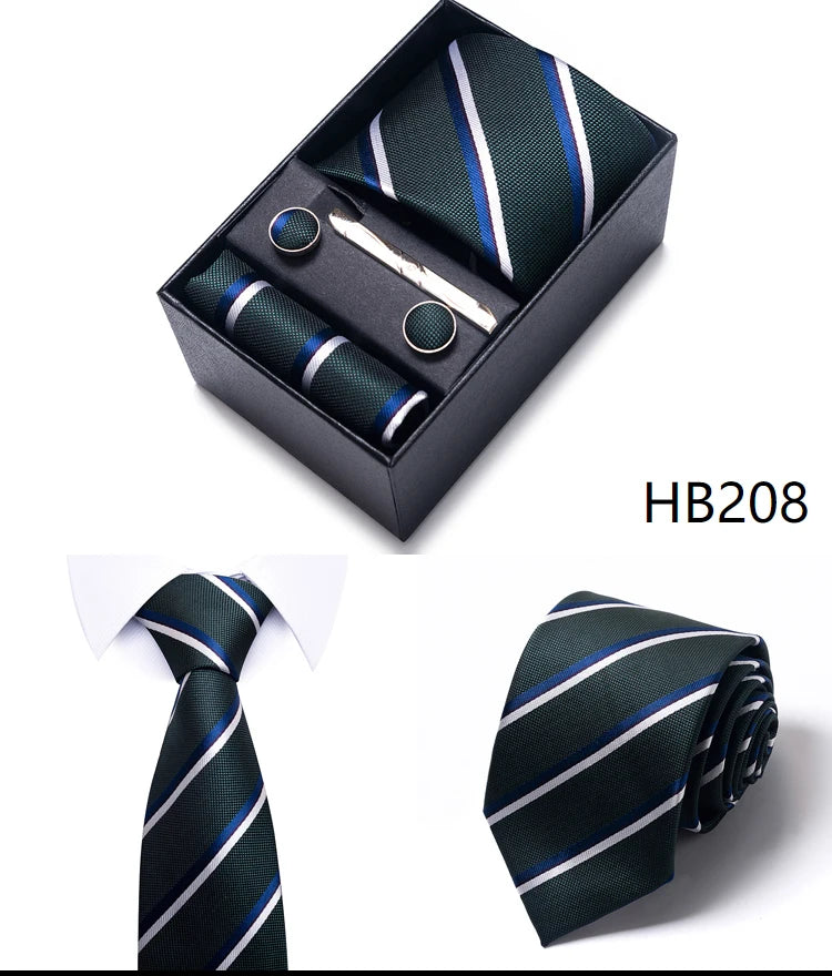 7.5 cm Business Ties Hanky Cufflink Set Tie Clips Green Necktie Corbatas For Men Wedding In Gift Box The Clothing Company Sydney
