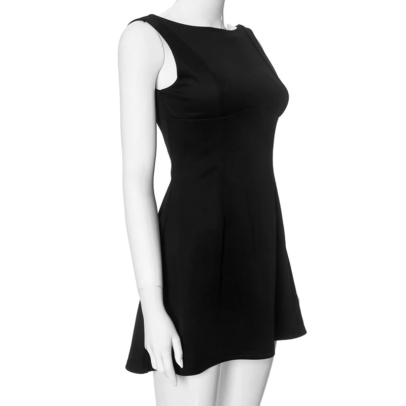 Women's Summer Short Backless Wedding Party Elegant Casual White Slip Sundress Sleeveless Dress - The Clothing Company Sydney