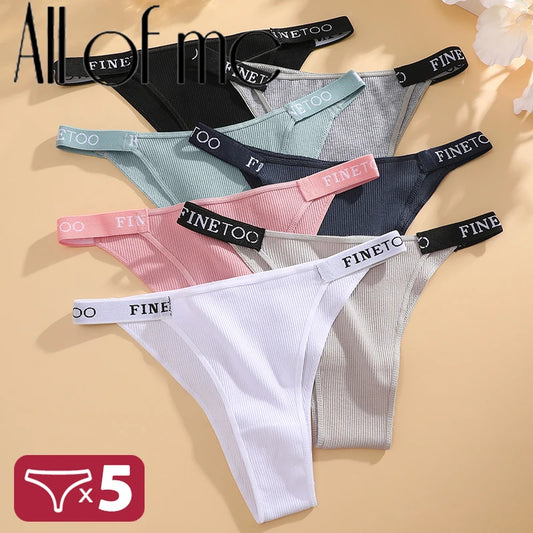5 Pack Lingerie Womens Cotton Panties Letter Low Waist Female Briefs Underwear Comfort Underpants Intimates - The Clothing Company Sydney