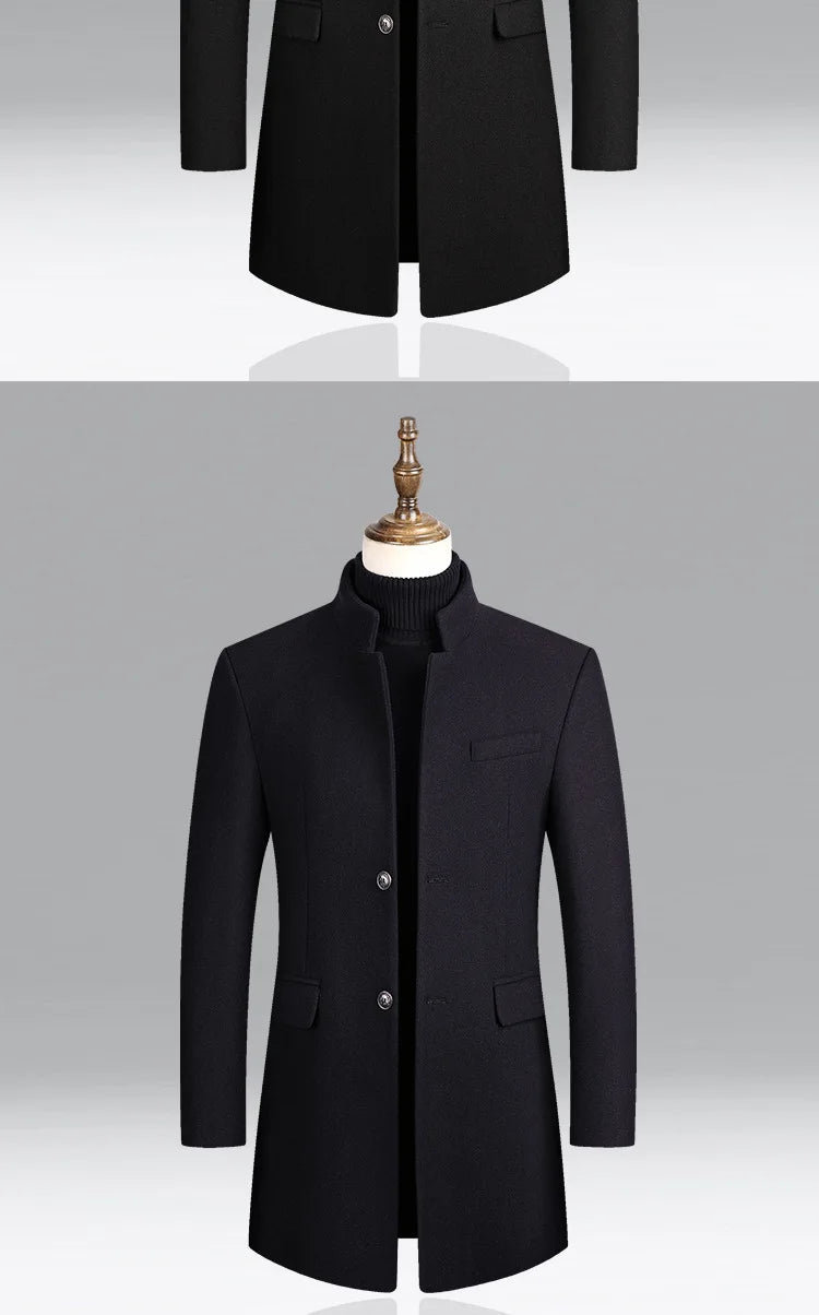 Business Casual Trench Coat Men Style Winter Coat Men's Autumn and Winter Wool Mix Coat Jacket The Clothing Company Sydney