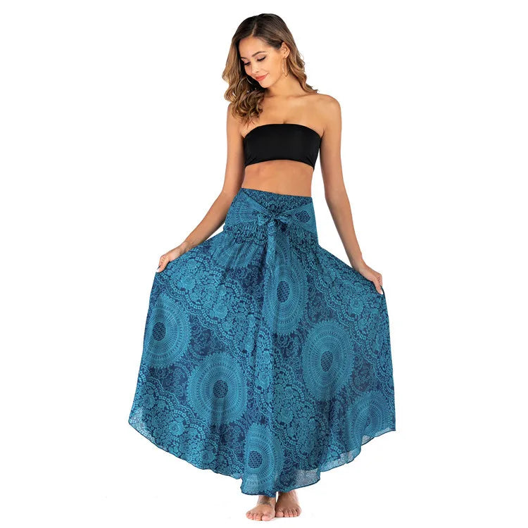 Women's Summer Long Boho Bottom Vintage Casual Loose Fashion y2k Maxi 2 in 1 Skirt Dress - The Clothing Company Sydney