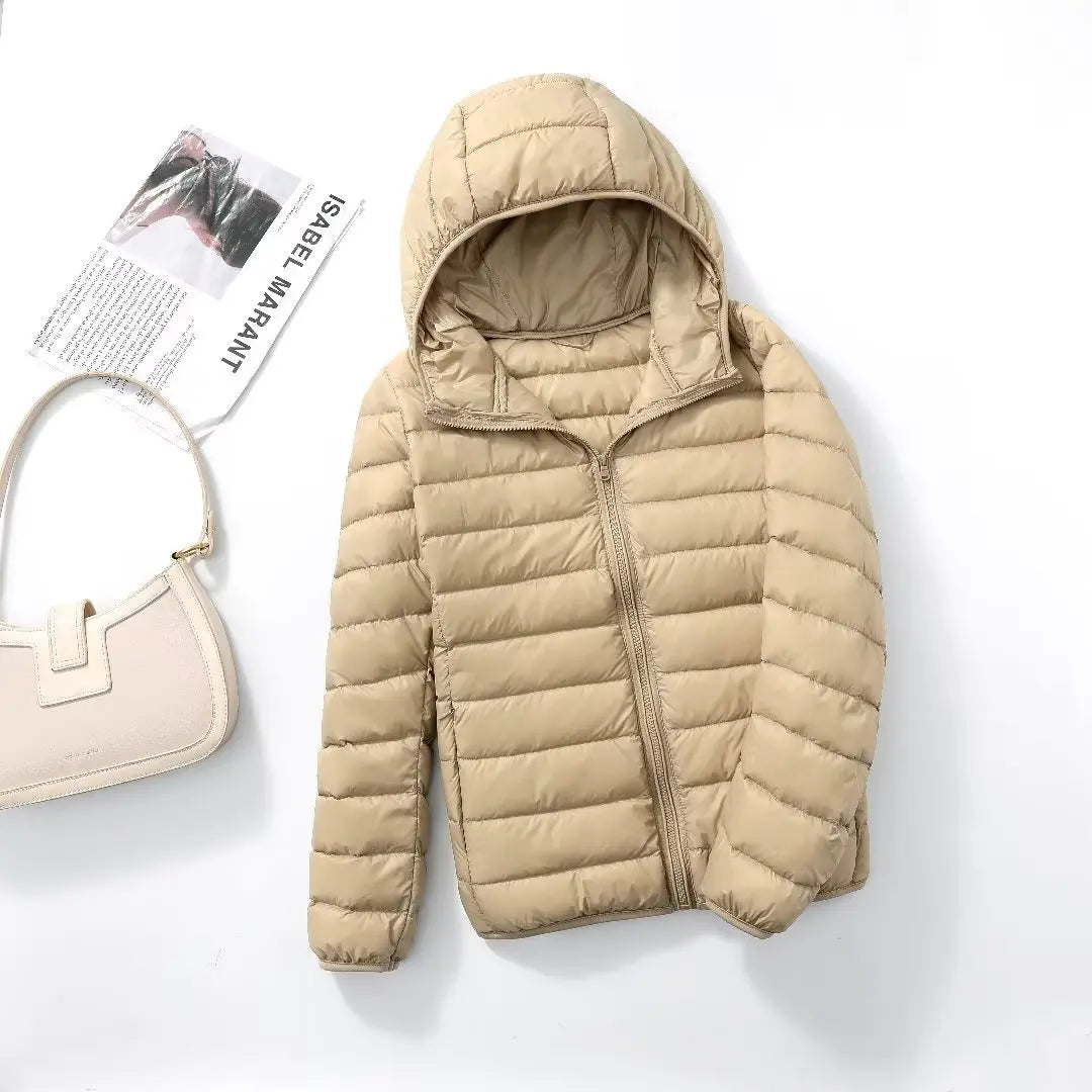 Women Puffer Jacket Plus Spring Autumn Female Ultra Lightweight Packable Hooded Down Coats - The Clothing Company Sydney