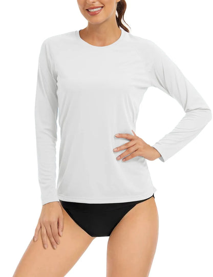 UPF 50+ Sun Skin Protection Quick Dry T-Shirts Women's Long Sleeve Outdoor Performance Tee Shirts Summer Casual Tops - The Clothing Company Sydney